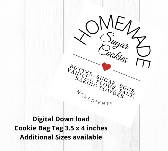 Cookie Bag Tag or Sticker 3.5x4 Inch Homemade Sugar Cookies Etsy