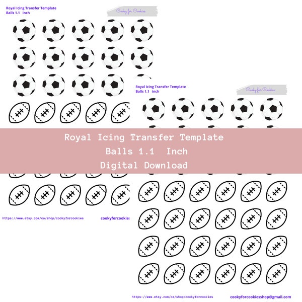 Soccer and Foot Ball Royal Icing Transfer Template