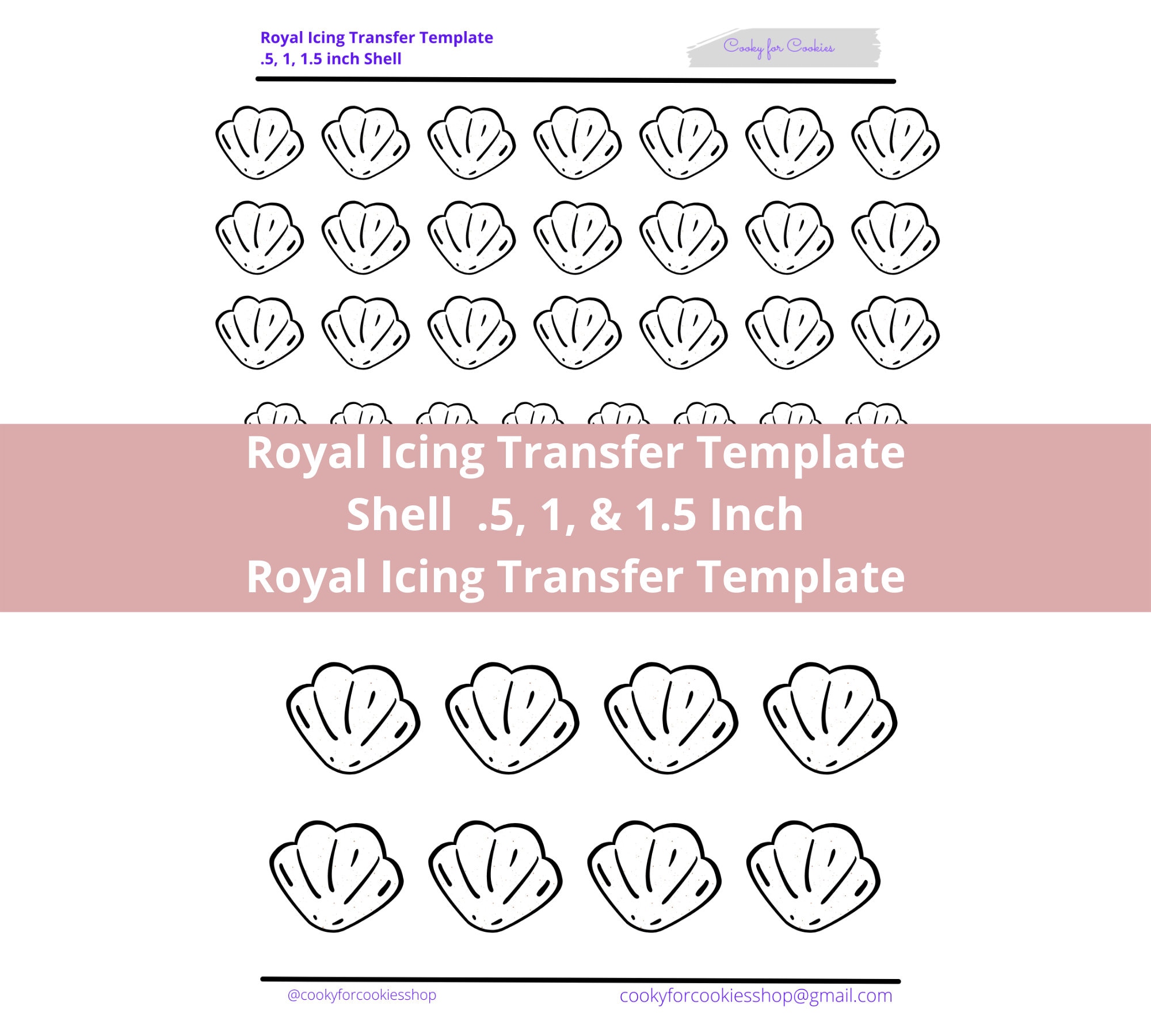 Shell Royal Icing Transfer Template for Your Summer Seaside Cookies - Etsy