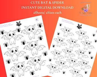 Halloween Cookie Decorations: Bat and Spider Royal Icing Transfer Template