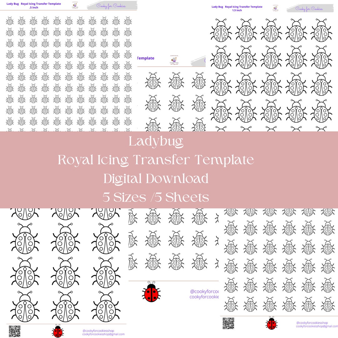 Ladybug Royal Icing Transfer Template 5 Sizes 5 Sheets Etsy