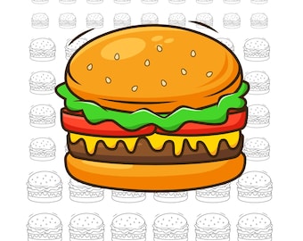 Foglio di modelli per la decorazione di hamburger con glassa reale, 3 misure