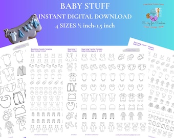 Baby Stuff Royal Icing Transfer Templates: Cookie and Cupcake Decorations Digital Download