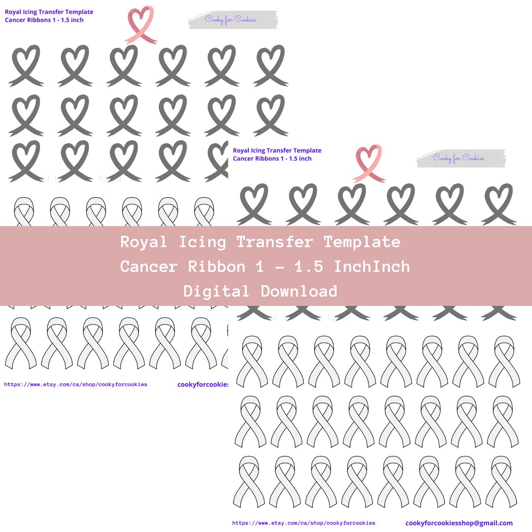 Cancer Ribbon Royal Icing Transfer Template Etsy