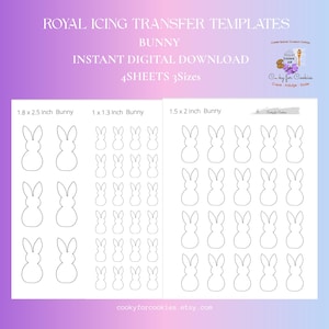 Easter Bunny Royal Icing Transfer Sheets, 3 Sheets and Sizes,  Bonus Sheet