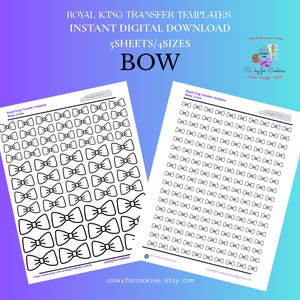 Bow Royal Icing Transfer Templates: Cookie Decorating (Digital Download)