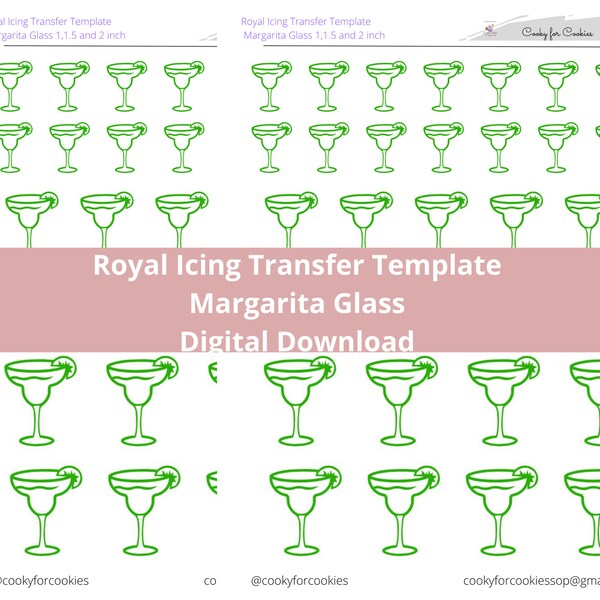 Margarita Glass Royal Icing Transfer Template perfect for Cinco de Mayo Celebrations