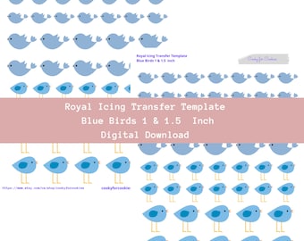 Blue Bird Royal Icing Transfer Template: Cookie Decor (Digital Download)