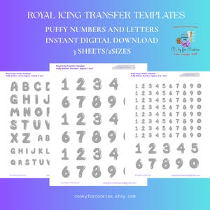 Puffy Balloon Numbers & Letters Royal Icing Transfer Templates, Digital Download