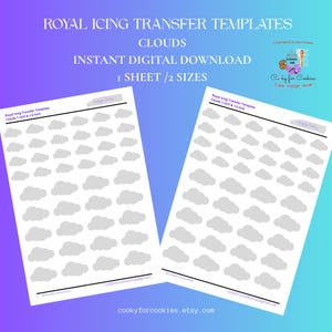 Clouds Royal Icing Transfer Template