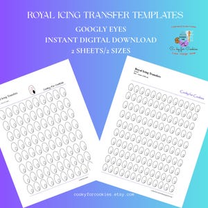 Googly Eyes Royal Icing Transfer Sheets Template, Sugar Cookies