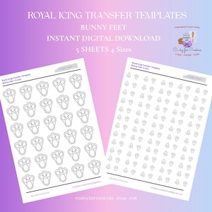 Bunny Feet Royal Icing Transfer Templates