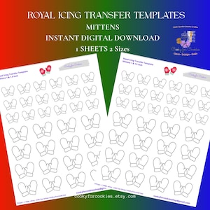 Mittens Royal Icing Transfer Template: Cookie Decor (Digital Download)