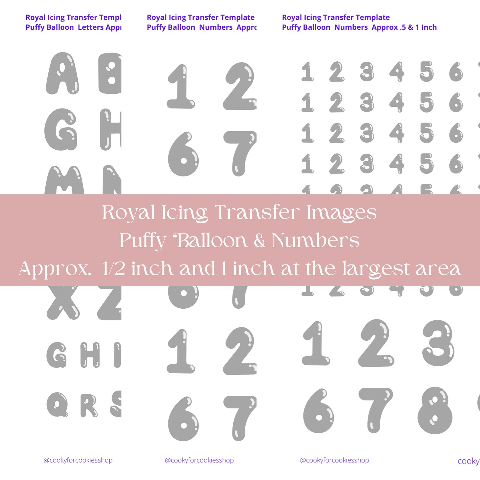 Icing Cut Numbers Puffy Balloon Numbers & Letters Royal Icing Transfer Templates, Digital ...