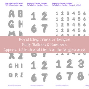 Plantillas de transferencia de números y letras con glaseado real para globos inflados, imágenes transferibles, globos de fiesta, A-Z, 1-0