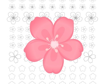 Foglio di modelli per decorazione con glassa reale a tema fiori di ciliegio, 2 misure