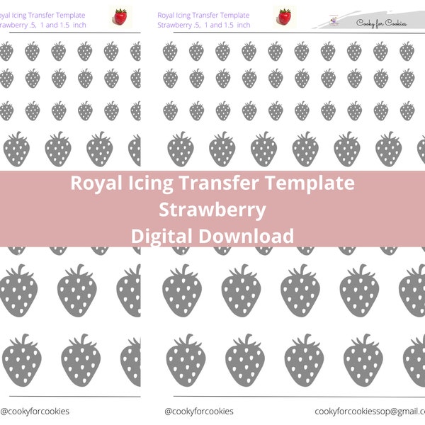 Strawberry Royal Icing Transfer Template