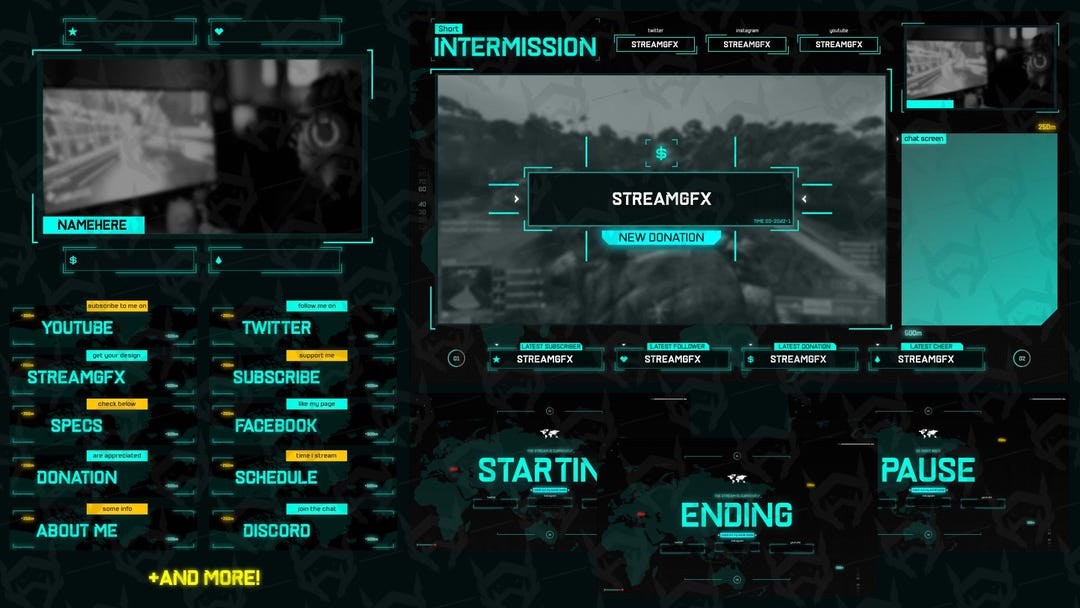 Military HUD Stream Overlay Package for Twitch, Youtube and Kick - Etsy