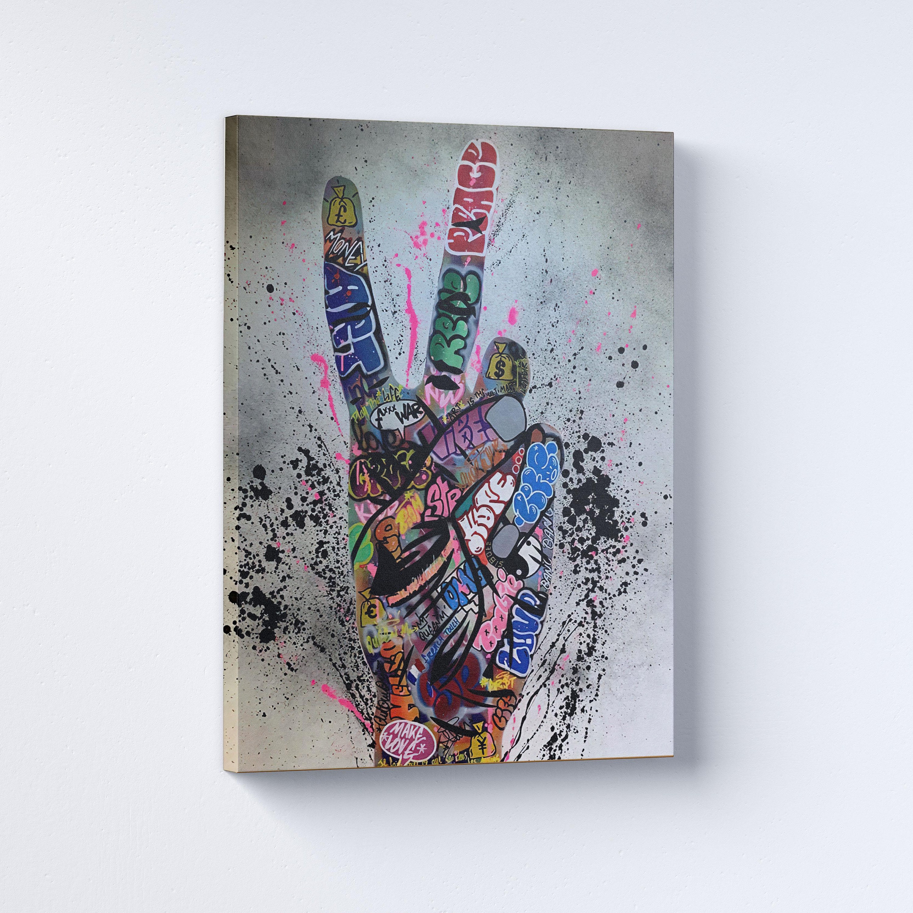 Peace Hand Sign Graffiti Canvas Wall Art Hi Hand Graffiti - Etsy