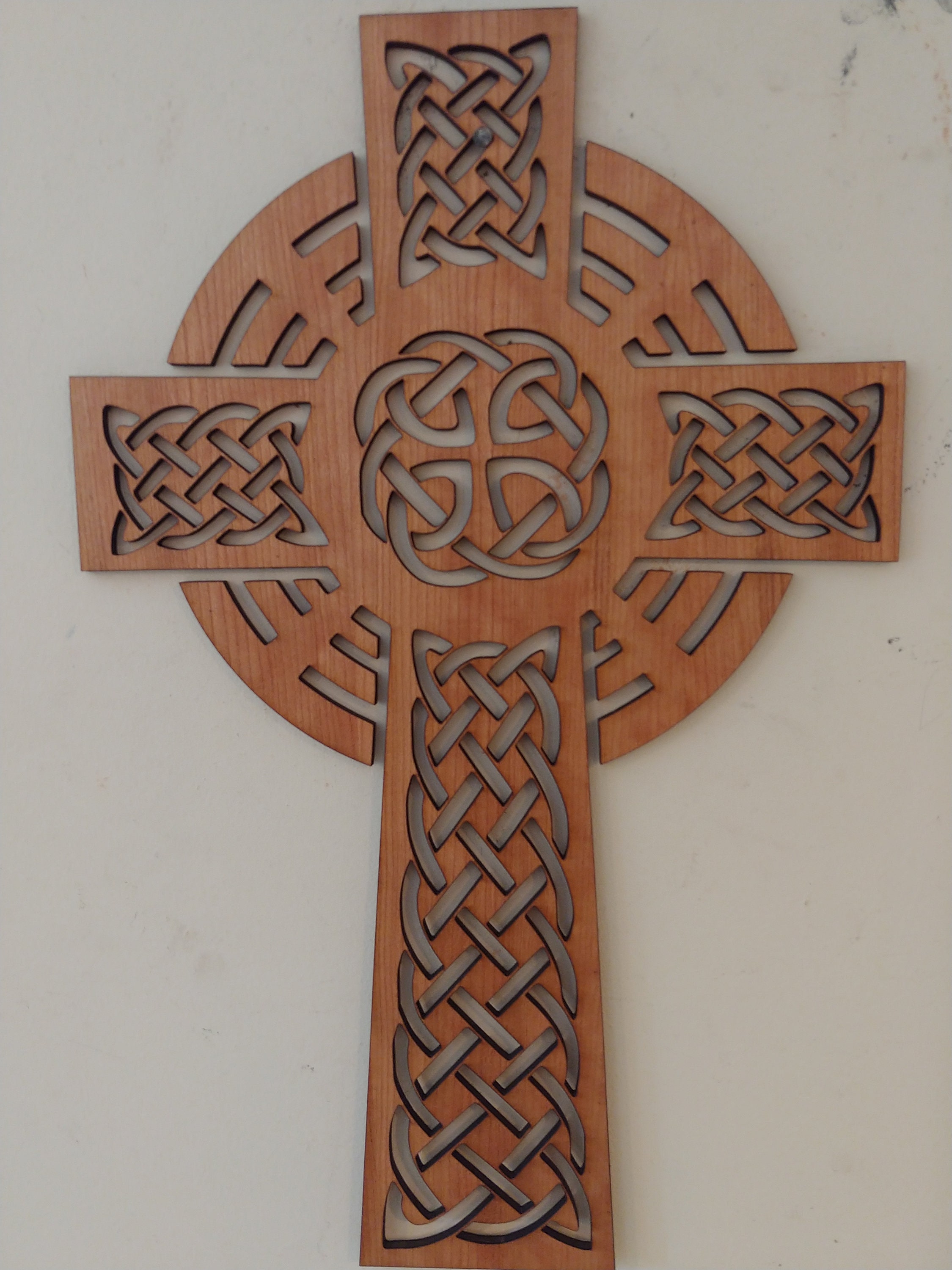 Cherry Wood Celtic Cross: Wall Decor (17x10.8") - Etsy