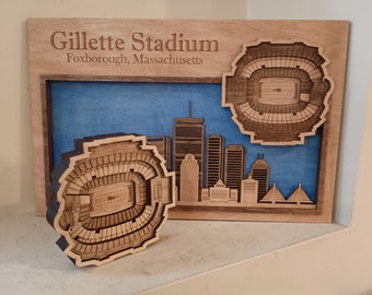 Gillette Stadium with Boston Skyline