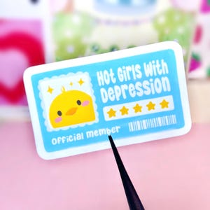 Gorące dziewczyny mają klub depresji naklejka | Smutne dziewczyny, afirmacja pewności siebie, estetyka kawaii, świadomość choroby psychicznej