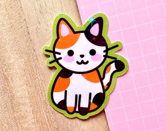 Cute Calico Cat Sticker | Kawaii Planner Stickers, Pretty Laptop Stickers, Adorable Journal, Cat Lovers, Kitty / Cat Owner Gifts