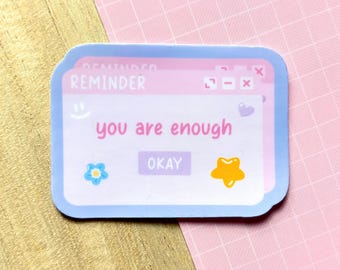 You Are Enough Holographic Sticker | Planner Stickers, Aesthetic Laptop, Positivity Affirmations, Wholesome Words, Self Care, Self Love
