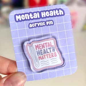 Pin acrílico con mensaje de salud mental, pin kawaii para bolso, accesorios para bolso ita, pin de positividad, recordatorio de amor propio