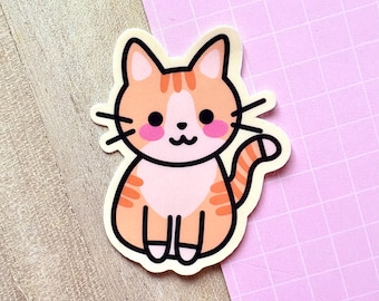 Cute Orange Tabby Cat Holographic Sticker | Kawaii Planner Stickers,Pretty Laptop, Adorable Journal, Cat Lovers, Kitty/ Ginger Cat Owner