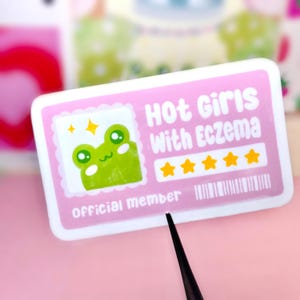 Pegatina brillante del Club de Chicas Guapas con Eczema / Afecciones de la Piel, Pegatinas de Afirmación de Confianza, Estética Kawaii, Problemas Femeninos