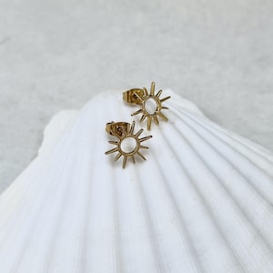 Gold Sun Studs Sunshine Minimalist Gold Stud Earrings Dainty Earrings