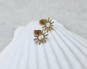 Gouden Sun-oorknopjes, minimalistische zonnesieraden