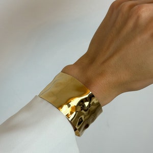 GOLD CUFF BRACELET Statement Cuff Bangle for Women Modern Cuff Bracelet image 6