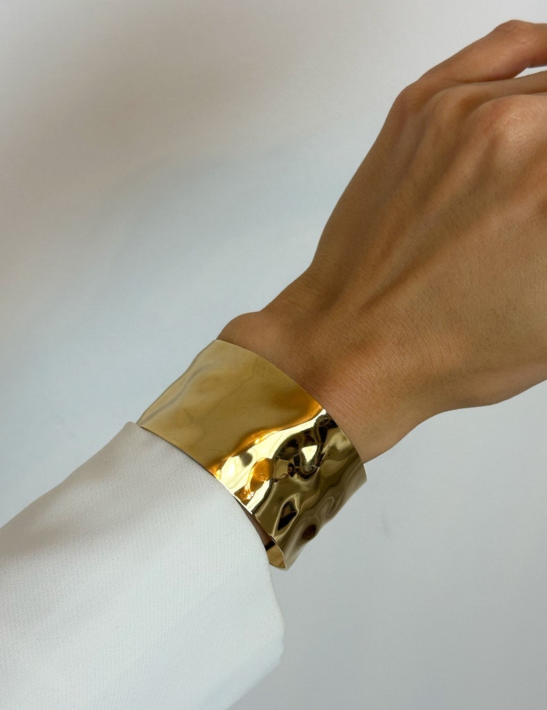 GOLD CUFF BRACELET Statement Cuff Bangle for Women Modern Cuff Bracelet image 6