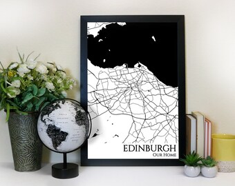 Edinburgh Scotland Map - Framed Push Pin City Map Wall Art