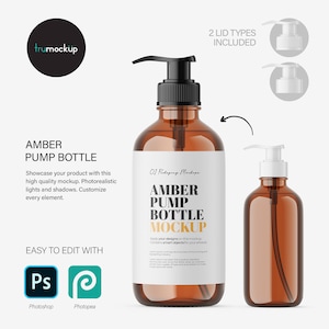 Digital Amber Pump Bottle - Soap-Bottle - Cosmetic Mockup - PSD / PNG / JPG