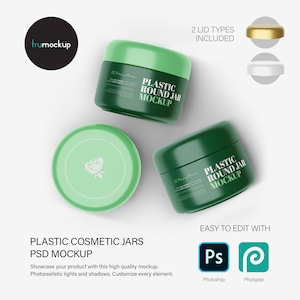 Digital Plastic Cream Jars - Cosmetic Product Mockup - PSD / PNG / JPG