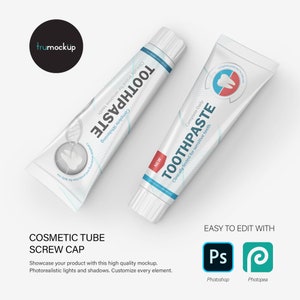 Digitale Kunststoff Zahnpasta Tuben - Mockup - PSD/PNG/JPG