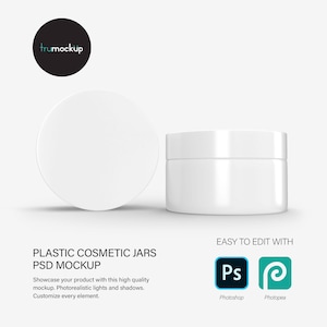Digital Plastic Jars - Cosmetic Product Mockup - PSD / PNG / JPG