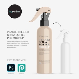Digital Plastic Trigger Spray Bottle - Cosmetic Mockup - PSD / PNG / JPG