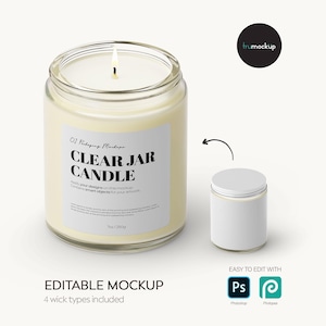 Digital Candle in Clear Glass Jar Mockup - PSD / PNG / JPG