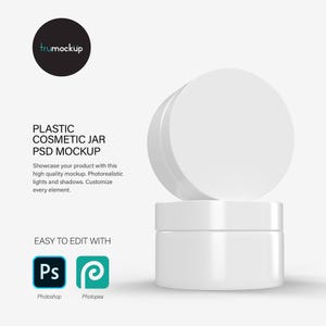 Potes de Plástico Digitais - Mockup de Produto Cosmético - PSD / PNG / JPG