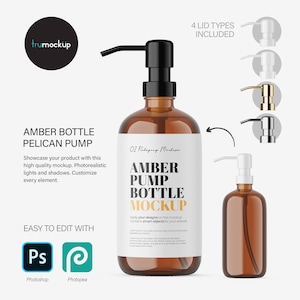 Digital Amber Pump Bottle - Soap Bottle - Cosmetic Mockup - PSD / PNG / JPG