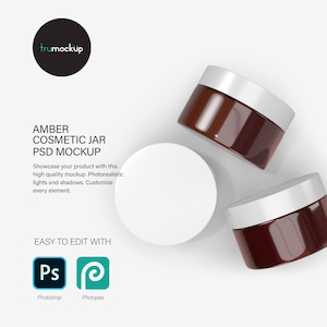 Digital Cream Jars With Amber Glass - Cosmetic Product Mockup - PSD / PNG / JPG