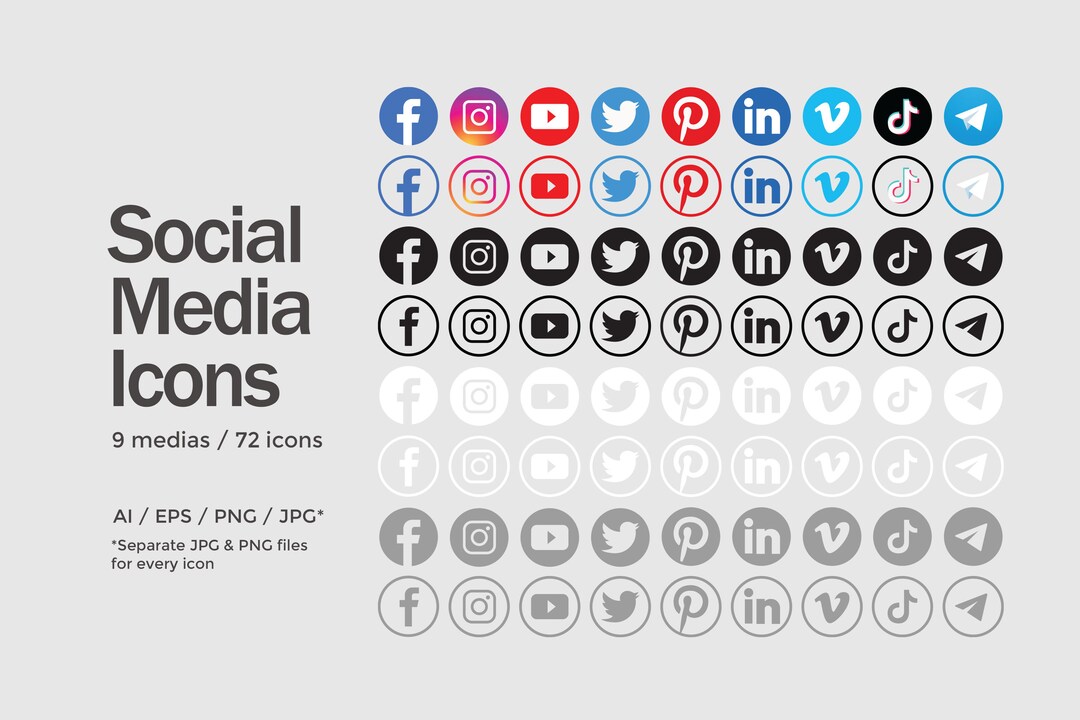 Circle Social Media Icons Set 9 Social Medias 72 Icons Ai Eps circle-social-media-icons-set-9-social-medias-72-icons-ai-eps