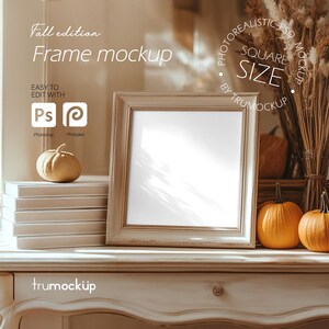 Digital Picture Frame Mockup - Square Frame Size - Fall Edition - PSD / JPG