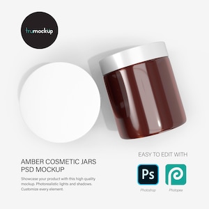 Digital Cream Jars With Amber Glass - Cosmetic Product Mockup - PSD / PNG / JPG