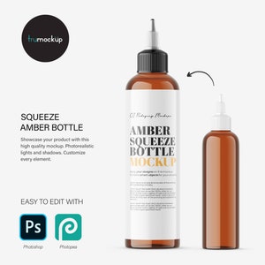 Digital Amber Squeeze Bottle - Cosmetic Mockup - PSD / PNG / JPG