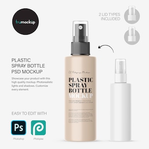 Digital Plastic Spray Bottle - Cosmetic Mockup - PSD / PNG / JPG